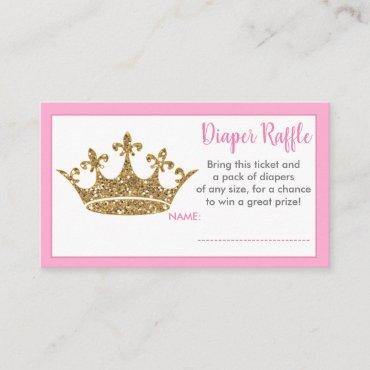 Princess gold crown  diaper raffle ticket baby enclosure card