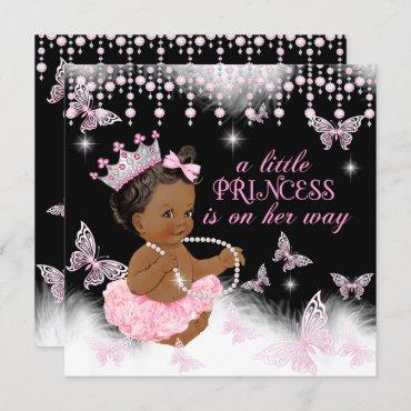 Princess Pink Butterfly Baby Shower Ethnic Invitation