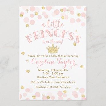 Princess Pink Gold Glitter Baby Shower Invitation