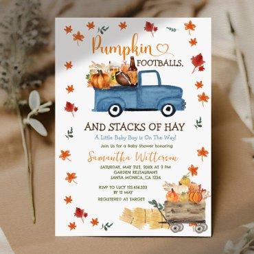 Pumpkin and Football Autumn Leaves Boy