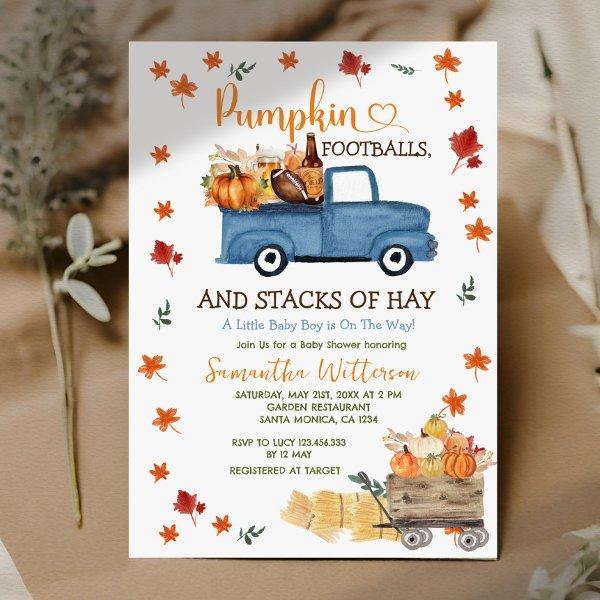 Pumpkin and Football Autumn Leaves Boy