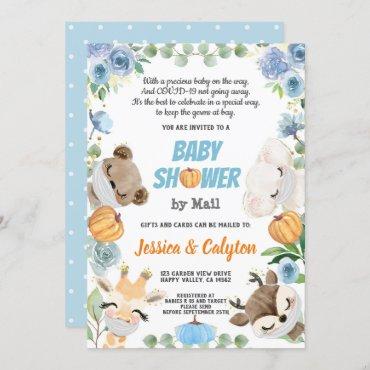 Pumpkin Baby Boy Shower By Mail Woodland Animal Invitation