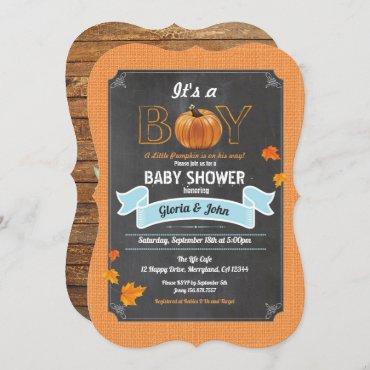 Pumpkin baby shower rustic burlap chalkboard