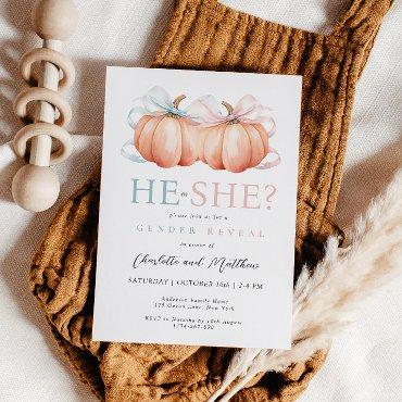 Pumpkin Bow Pink Blue Gender Reveal