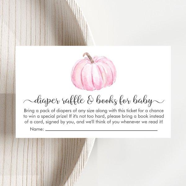 Pumpkin Diaper Raffle Books For Baby Girl Shower Enclosure Card