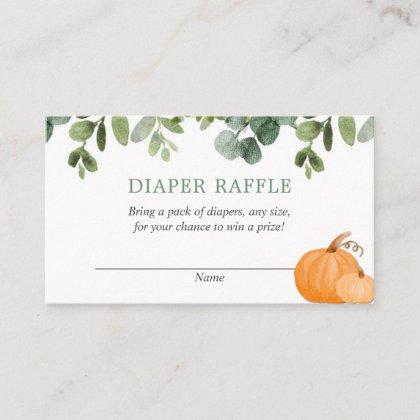 Pumpkin fall baby shower diaper raffle cards