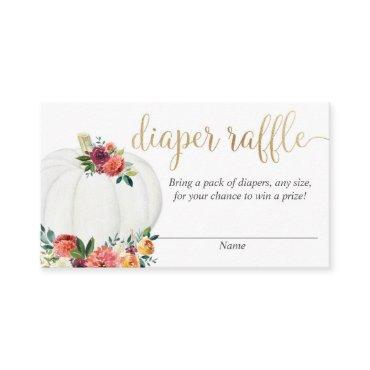 Pumpkin fall floral gender neutral diaper raffle enclosure card