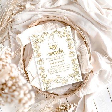 Pumpkin Fall Gold Whimsical Floral
