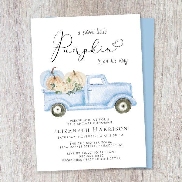 Pumpkin Floral Vintage Truck Baby Boy Shower
