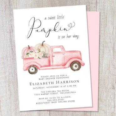 Pumpkin Floral Vintage Truck Baby Girl Shower