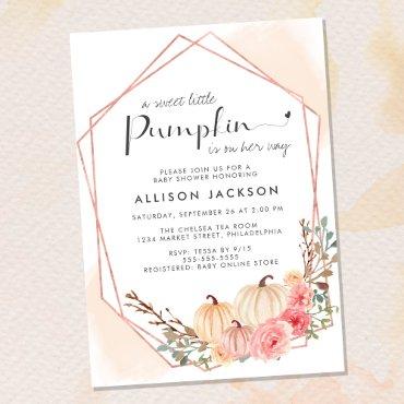 Pumpkin Floral Watercolor Baby Girl Shower