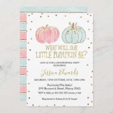 Pumpkin Gender Reveal Baby Shower Invitation