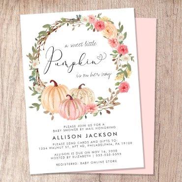 Pumpkin Pink Floral Girl Baby Shower By Mail