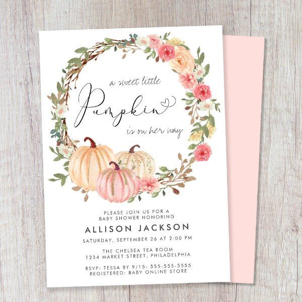 Pumpkin Pink Floral Watercolor Girl