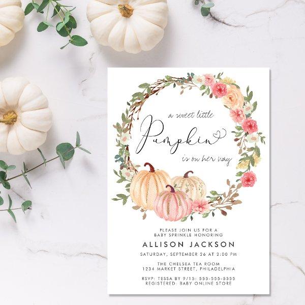 Pumpkin Pink Floral Watercolor Girl Baby Sprinkle
