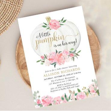 Pumpkin pink gold floral fall girl