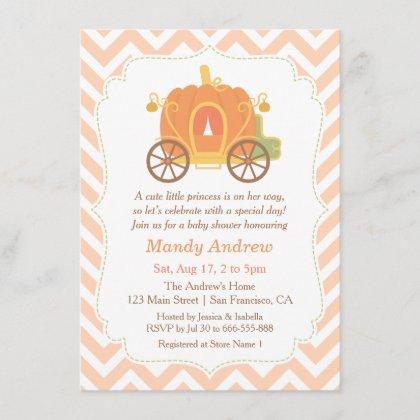 Pumpkin Princess Carriage Baby Shower Invitations