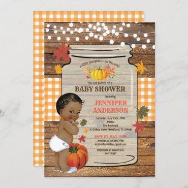 Pumpkin rustic baby shower invitation vintage