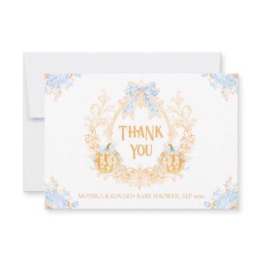 Pumpkin Toile Crest Elegant Boy Baby Shower Thank You Card