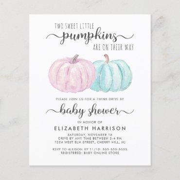Pumpkin Twin Boy Girl Drive By Baby Shower Invite