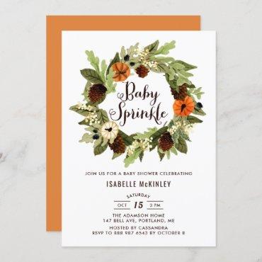 Pumpkins and Pinecones Wreath Fall Baby Sprinkle