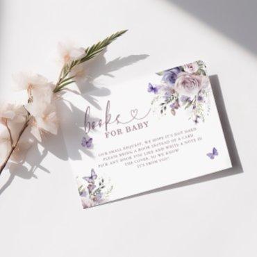 Purple Butterfly Baby Shower Books For Baby Enclosure Card