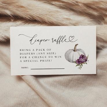 Purple Floral Pumpkin Diaper Raffle Ticket  Enclosure Card