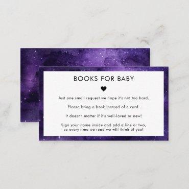 Purple Galaxy Minimalist Books for Baby Shower Enclosure Card