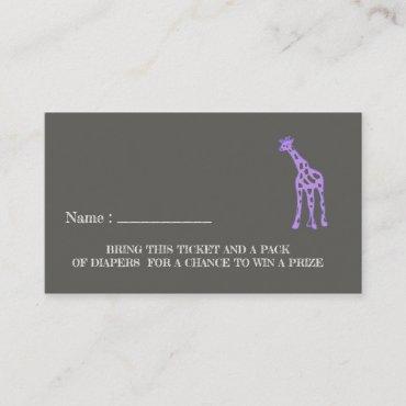 purple giraffe - diaper raffle enclosure card