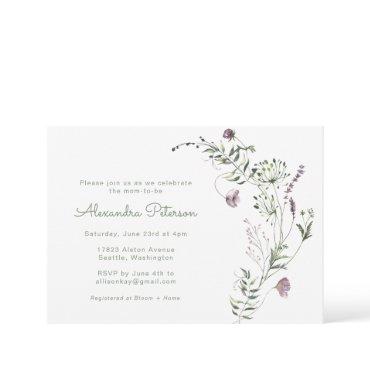 Purple Greenery Watercolor Floral