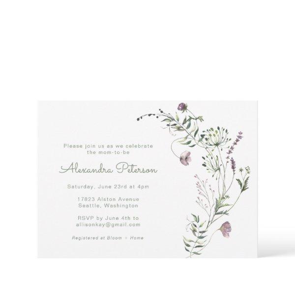Purple Greenery Watercolor Floral