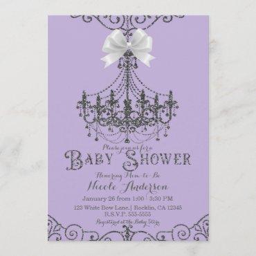 Purple Lavender & Silver White Bow