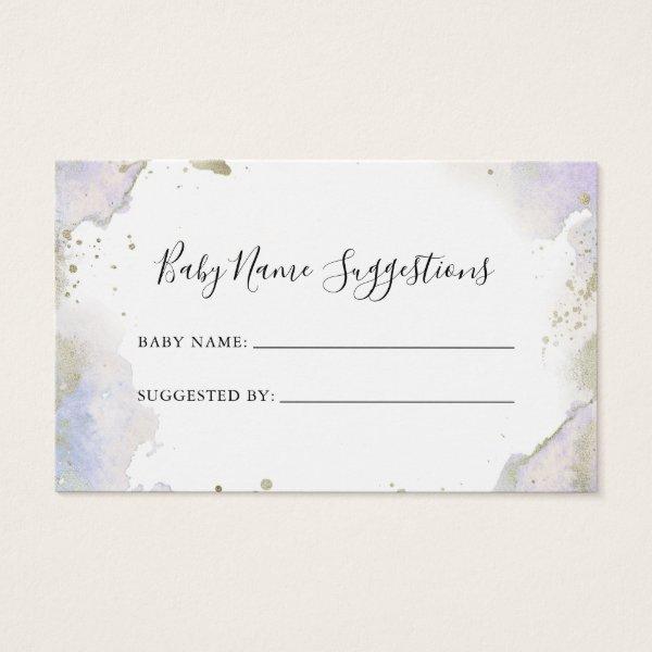 Purple Minimalist Baby Name Suggestions Card