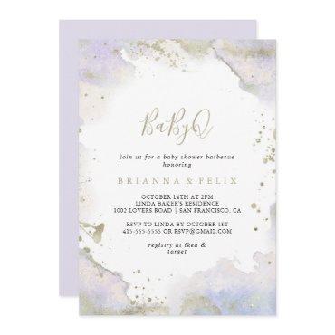 Purple Minimalist BabyQ Baby Shower Barbecue