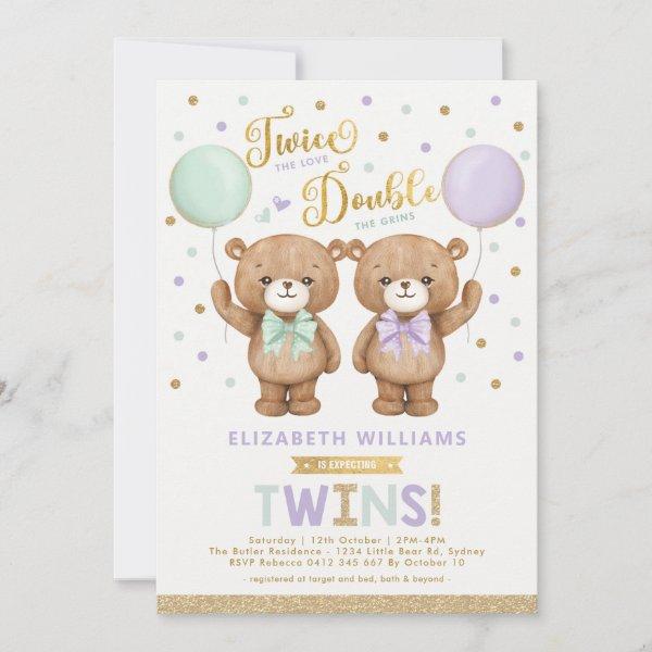 Purple Mint Teddy Bear Balloon Twin