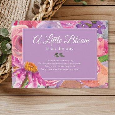 Purple Pink Floral Diaper Raffle Baby Shower Enclosure Card