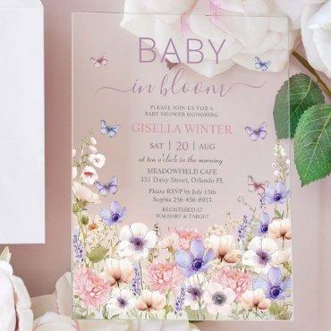 Purple Pink Wildflower Butterflies Baby in Bloom Acrylic