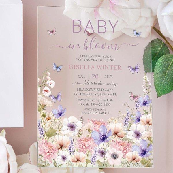 Purple Pink Wildflower Butterflies Baby in Bloom Acrylic