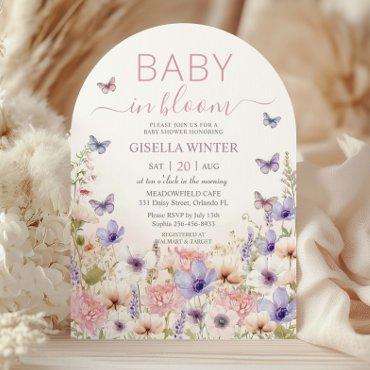 Purple Pink Wildflower Butterflies Baby in Bloom