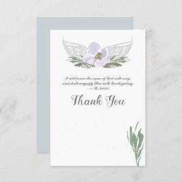 Purple Watercolor Florals Angel Wings Thank You