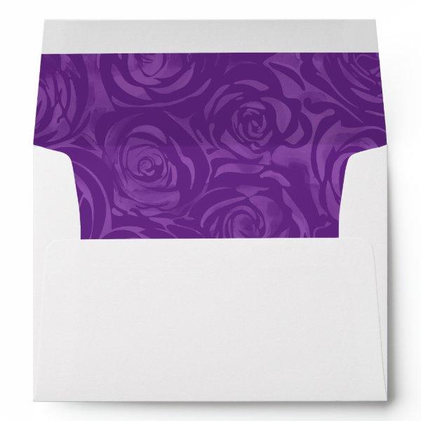 Purple Watercolor Roses Return Address Envelope