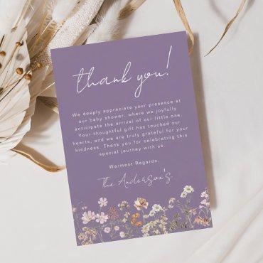 Purple Wildflower Baby Shower Thank You Card