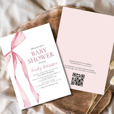 QR Code Blush Pink Watercolor Bow