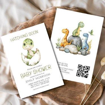 QR Code Cute Dinosaur Hatching Soon