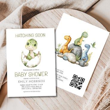 QR Code Cute Dinosaur Hatching Soon