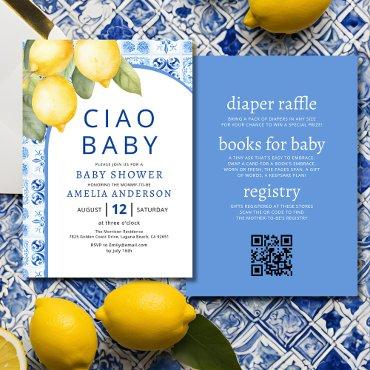QR Code Italian Blue Tiles Lemon
