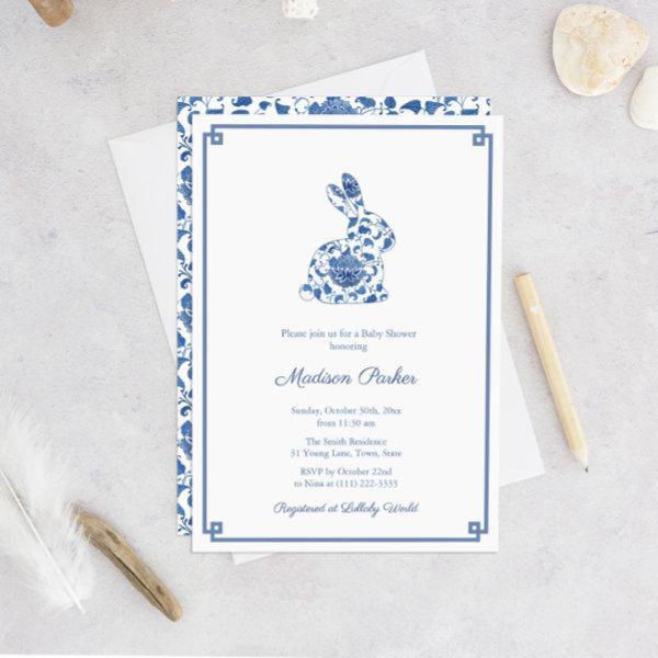 Rabbit Chinoiserie Chic Blue And White