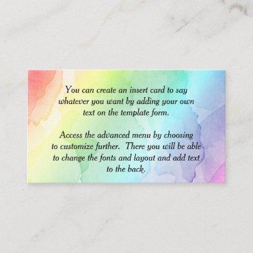Rainbow Baby Shower Blank Small Insert Card