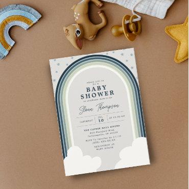 Rainbow Baby Shower Muted Colors Boy