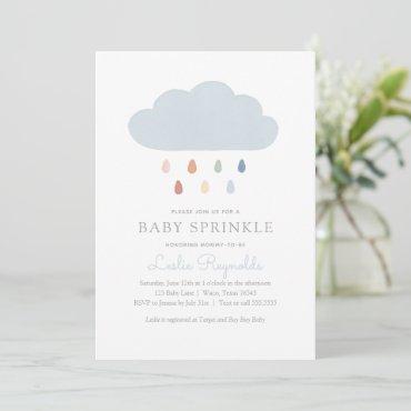 Rainbow Baby Sprinkle Rain Cloud Baby Shower Invitation